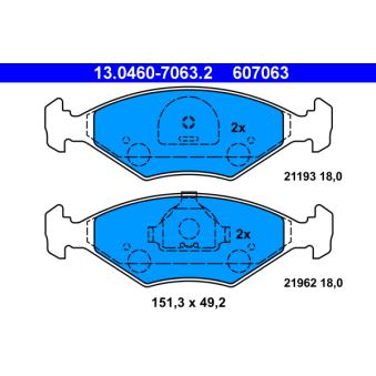 Jeu de 4 plaquettes de frein avant ATE OEM 77362315