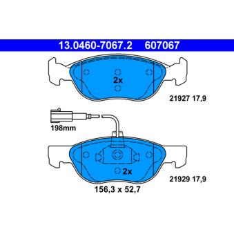 Jeu de 4 plaquettes de frein avant ATE OEM 9947776