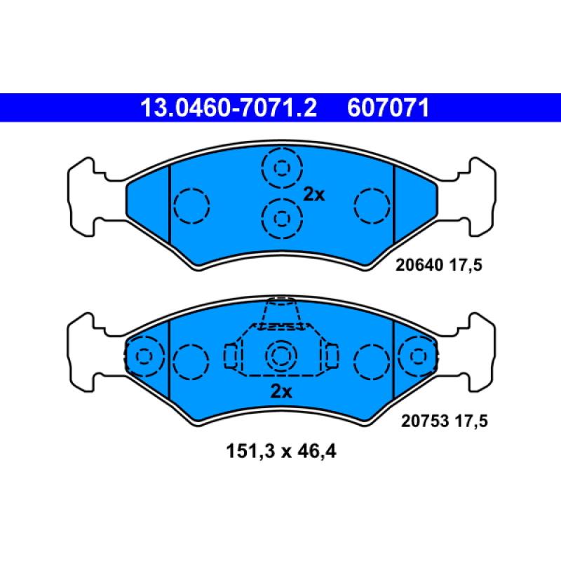 Jeu de 4 plaquettes de frein avant ATE 13.0460-7071.2 - Visuel 1