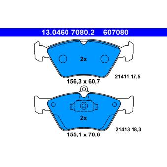 Jeu de 4 plaquettes de frein avant ATE 13.0460-7080.2
