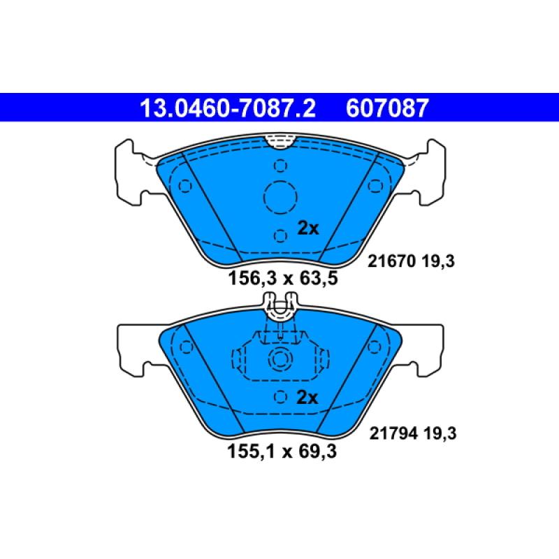 Jeu de 4 plaquettes de frein avant ATE 13.0460-7087.2 - Visuel 1
