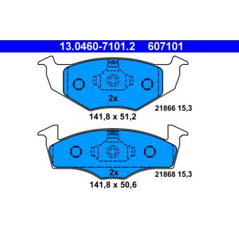 Jeu de 4 plaquettes de frein avant ATE OEM 140698151B