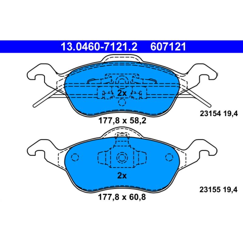 Jeu de 4 plaquettes de frein avant ATE 13.0460-7121.2 - Visuel 1