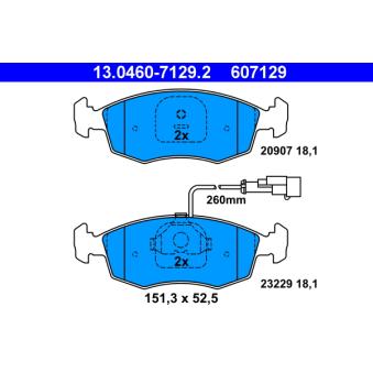 Jeu de 4 plaquettes de frein avant ATE OEM 9946788