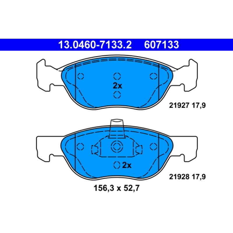 Jeu de 4 plaquettes de frein avant ATE 13.0460-7133.2 - Visuel 1