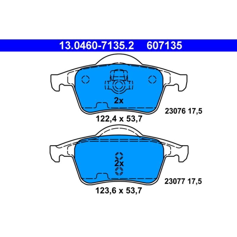 Jeu de 4 plaquettes de frein arrière ATE 13.0460-7135.2 - Visuel 1