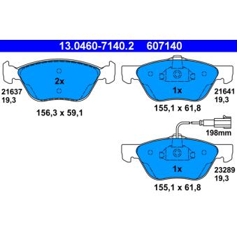 Jeu de 4 plaquettes de frein avant ATE OEM 71772214