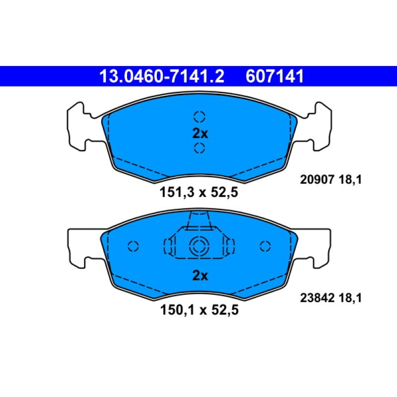 Jeu de 4 plaquettes de frein avant ATE 13.0460-7141.2 - Visuel 1