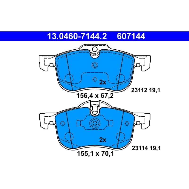Jeu de 4 plaquettes de frein avant ATE 13.0460-7144.2 - Visuel 1
