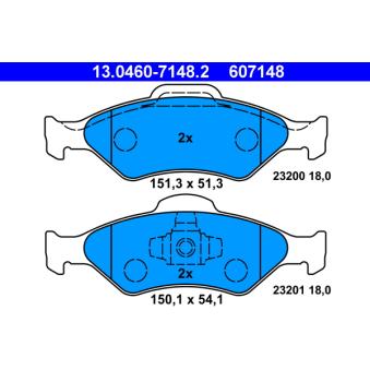 Jeu de 4 plaquettes de frein avant ATE OEM 1E123323Z