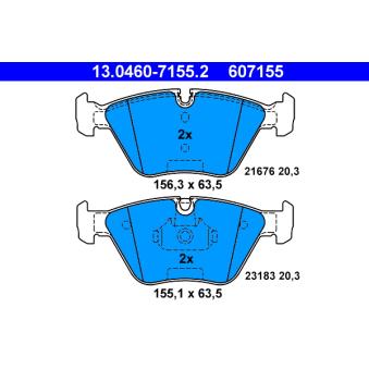 Jeu de 4 plaquettes de frein avant ATE OEM 34112157573