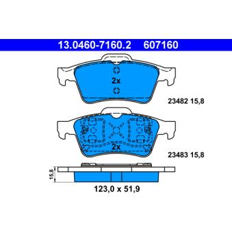 Jeu de 4 plaquettes de frein arrière ATE OEM 2T142M008AA Jeu de 4 plaquettes de frein arrière ATE OEM 2T142M008AA