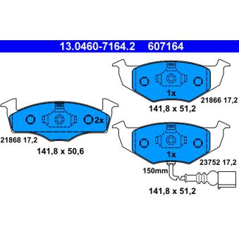 Jeu de 4 plaquettes de frein avant ATE OEM 6Q0698151B