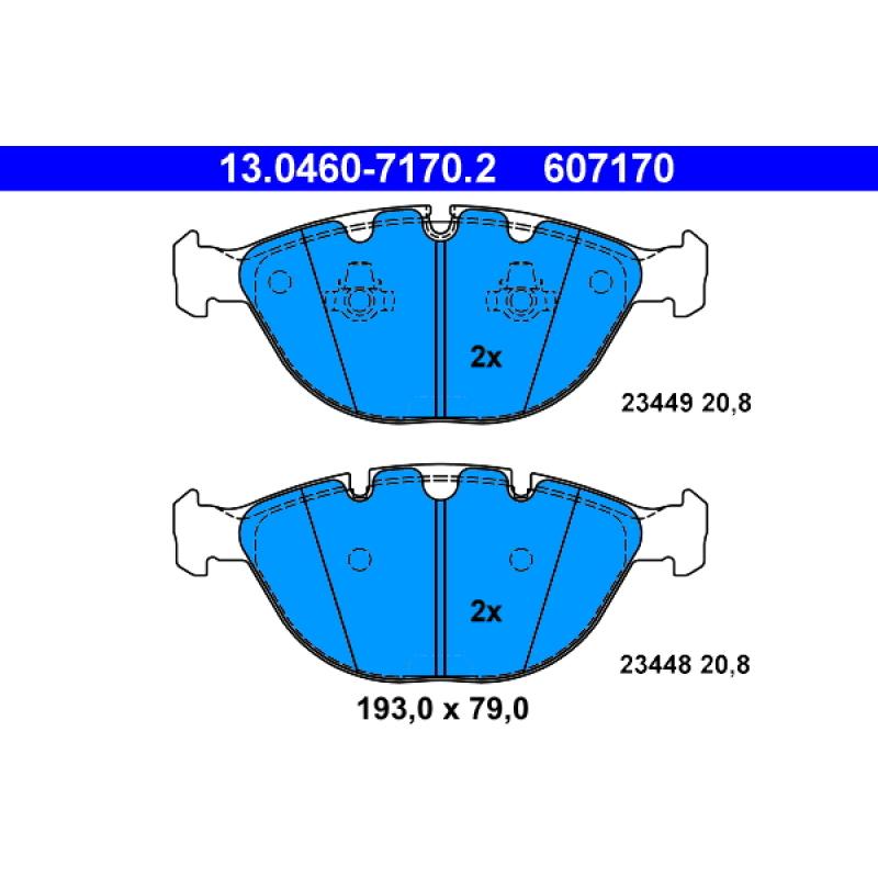 Jeu de 4 plaquettes de frein avant ATE 13.0460-7170.2 - Visuel 1
