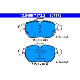 Jeu de 4 plaquettes de frein avant ATE OEM 1605098