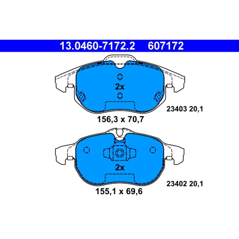 Jeu de 4 plaquettes de frein avant ATE 13.0460-7172.2 - Visuel 1