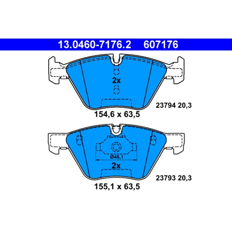 Jeu de 4 plaquettes de frein avant ATE 13.0460-7176.2 - Visuel 1