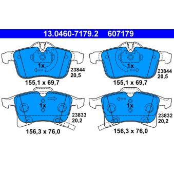 Jeu de 4 plaquettes de frein avant ATE 13.0460-7179.2