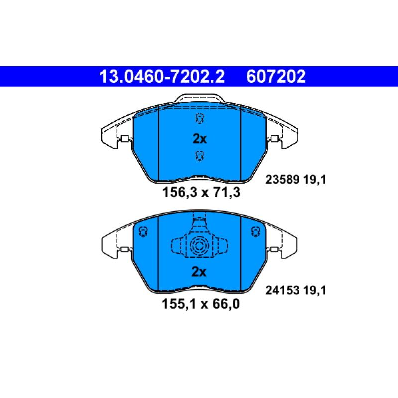 Jeu de 4 plaquettes de frein avant ATE 13.0460-7202.2 - Visuel 1