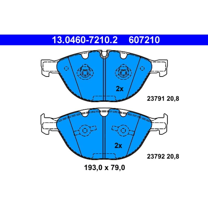 Jeu de 4 plaquettes de frein avant ATE 13.0460-7210.2 - Visuel 1