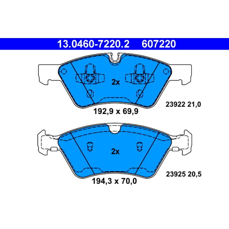 Jeu de 4 plaquettes de frein avant ATE 13.0460-7220.2 - Visuel 1