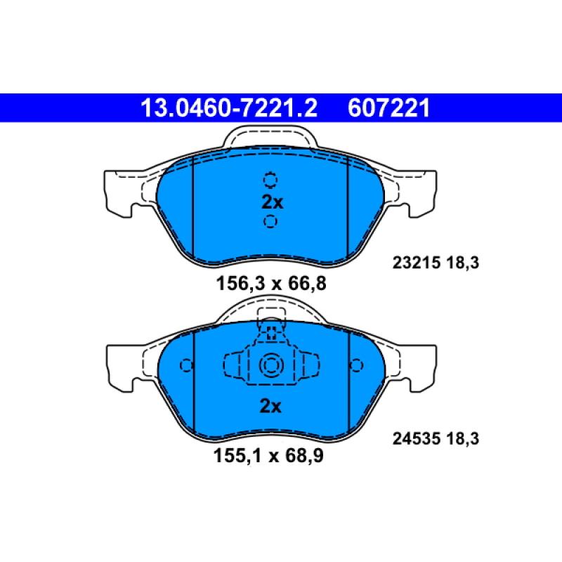 Jeu de 4 plaquettes de frein avant ATE 13.0460-7221.2 - Visuel 1