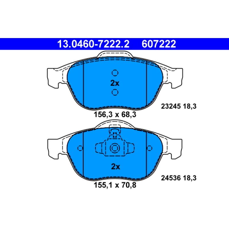 Jeu de 4 plaquettes de frein avant ATE 13.0460-7222.2 - Visuel 1