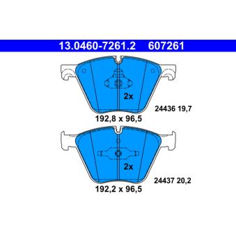 Jeu de 4 plaquettes de frein avant ATE OEM 34116783554