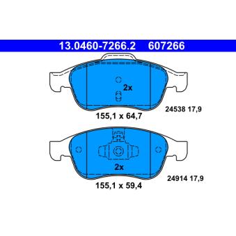 Jeu de 4 plaquettes de frein avant ATE OEM 410607115R