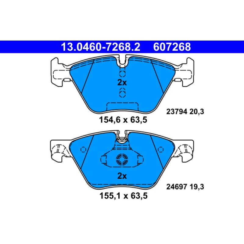 Jeu de 4 plaquettes de frein avant ATE 13.0460-7268.2 - Visuel 1