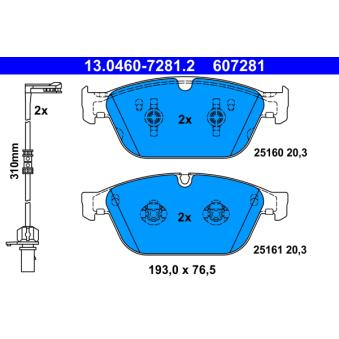 Jeu de 4 plaquettes de frein avant ATE OEM 4H0698151E