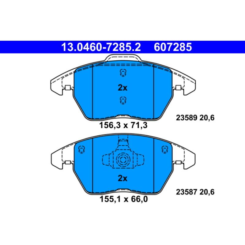 Jeu de 4 plaquettes de frein avant ATE 13.0460-7285.2 - Visuel 1