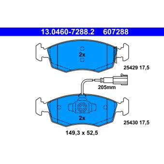 Jeu de 4 plaquettes de frein avant ATE OEM 77366270