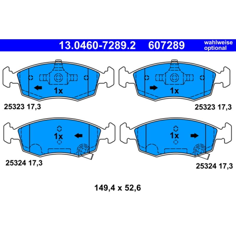 Jeu de 4 plaquettes de frein avant ATE 13.0460-7289.2 - Visuel 2