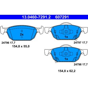 Jeu de 4 plaquettes de frein avant ATE OEM 45022TL1G00 Jeu de 4 plaquettes de frein avant ATE OEM 45022TL1G00