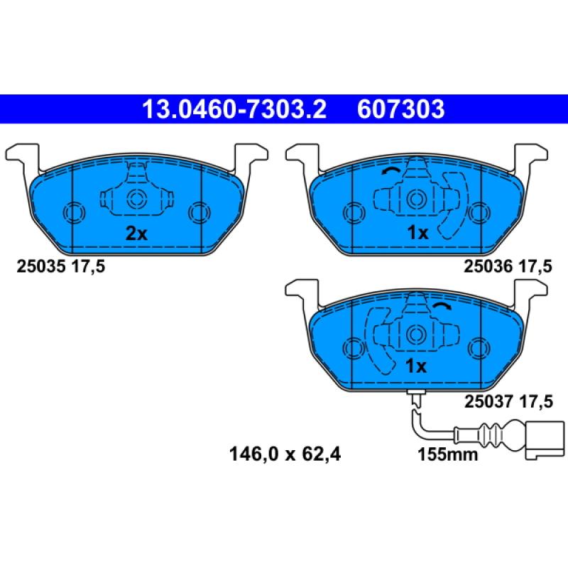 Jeu de 4 plaquettes de frein avant ATE 13.0460-7303.2 - Visuel 1