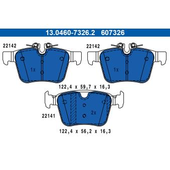 Jeu de 4 plaquettes de frein arrière ATE OEM T2H41074 Jeu de 4 plaquettes de frein arrière ATE OEM T2H41074