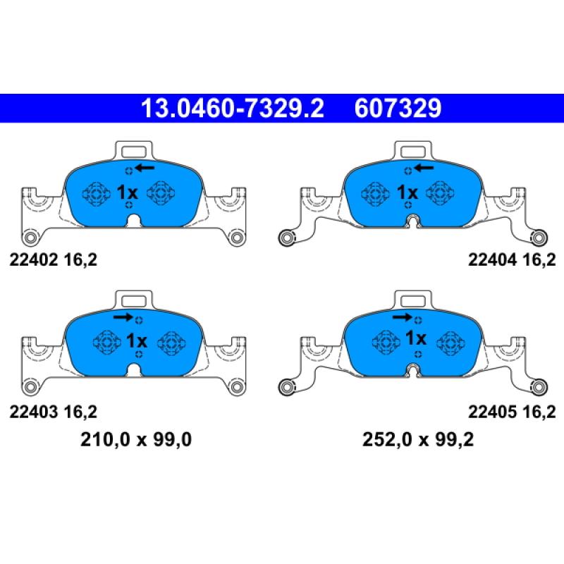 Jeu de 4 plaquettes de frein avant ATE 13.0460-7329.2 - Visuel 1