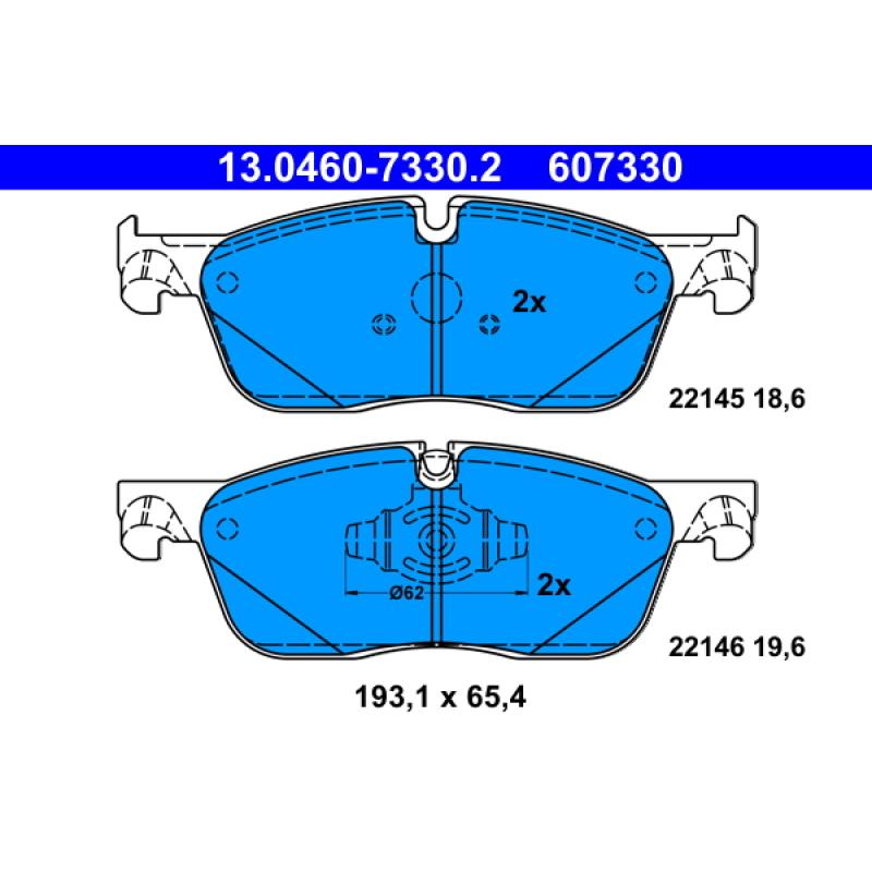 Jeu de 4 plaquettes de frein avant ATE 13.0460-7330.2 - Visuel 1