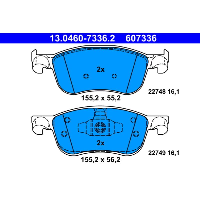 Jeu de 4 plaquettes de frein avant ATE 13.0460-7336.2 - Visuel 1