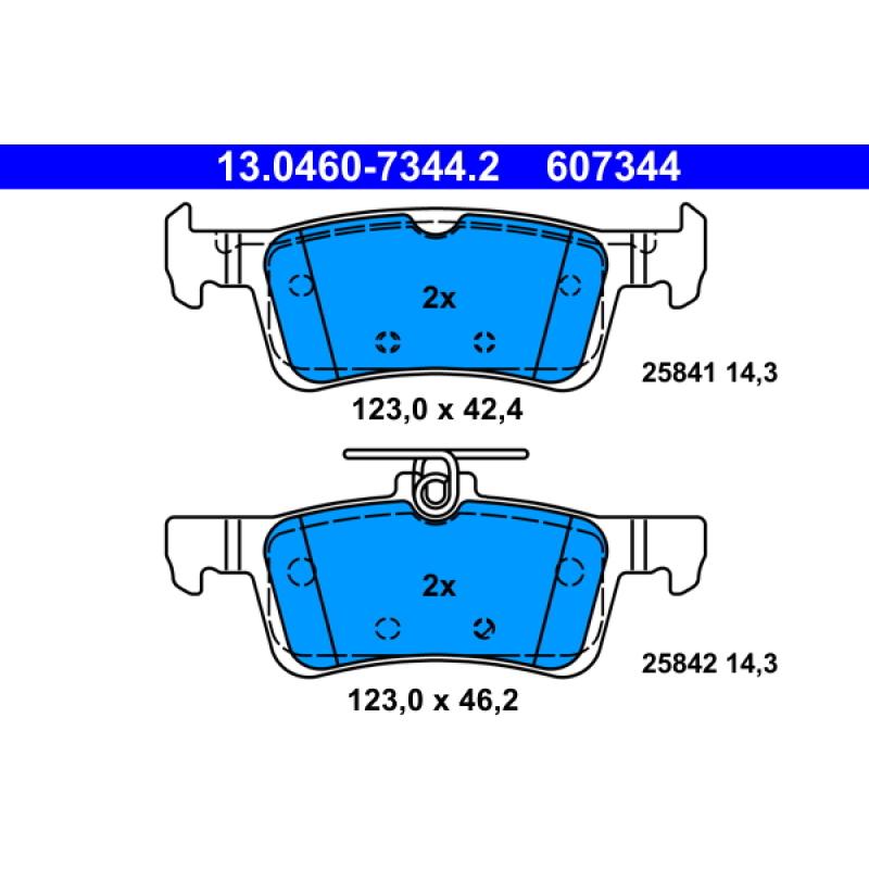 Jeu de 4 plaquettes de frein arrière ATE 13.0460-7344.2 - Visuel 1