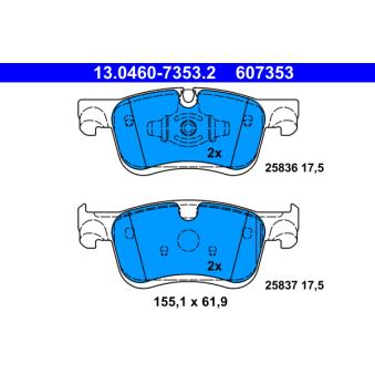 Jeu de 4 plaquettes de frein avant ATE OEM 93488643