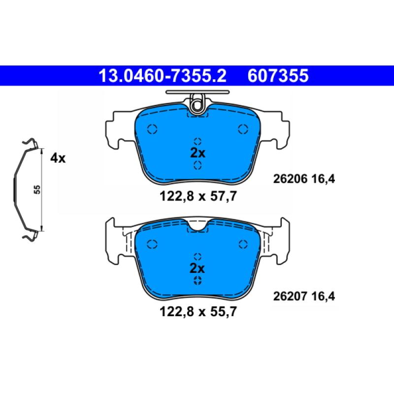 Jeu de 4 plaquettes de frein arrière ATE 13.0460-7355.2 - Visuel 1