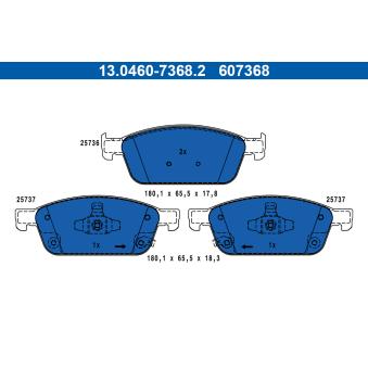 Jeu de 4 plaquettes de frein avant ATE OEM 2540221