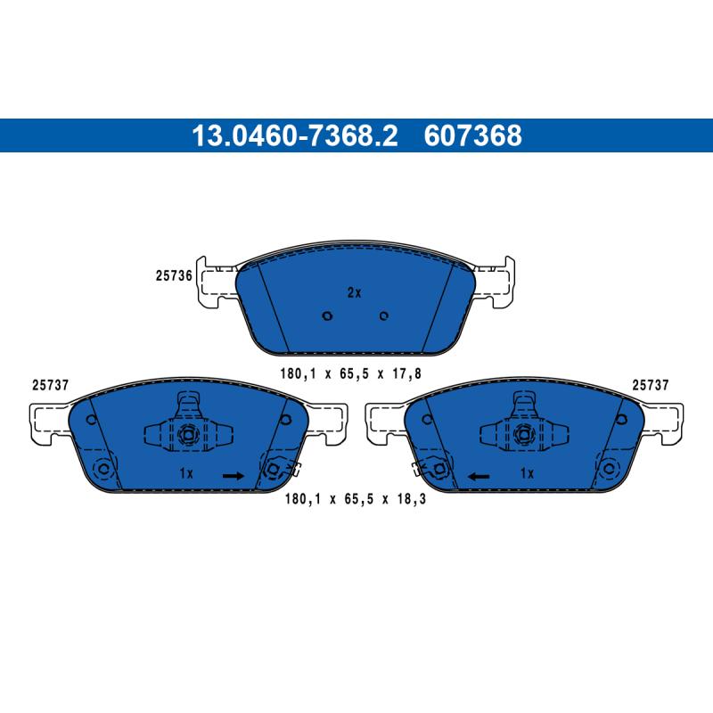 Jeu de 4 plaquettes de frein avant ATE 13.0460-7368.2 - Visuel 1