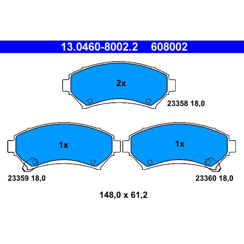 Jeu de 4 plaquettes de frein avant ATE 13.0460-8002.2 - Visuel 1