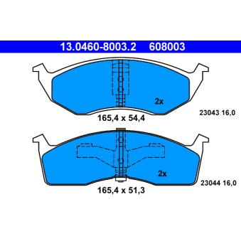 Jeu de 4 plaquettes de frein avant ATE OEM 5011743AA