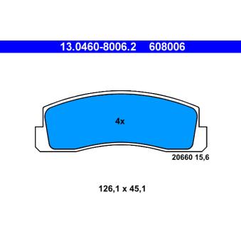 Jeu de 4 plaquettes de frein avant ATE 13.0460-8006.2