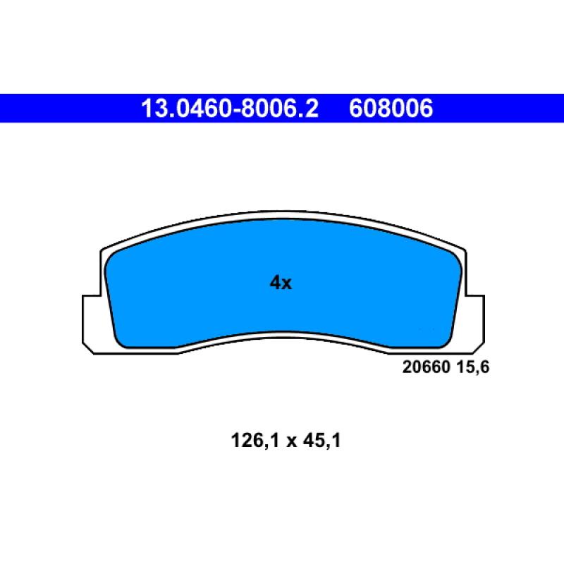 Jeu de 4 plaquettes de frein avant ATE 13.0460-8006.2 - Visuel 1
