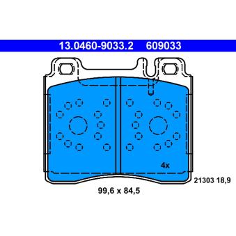 Jeu de 4 plaquettes de frein avant ATE OEM A0024201820